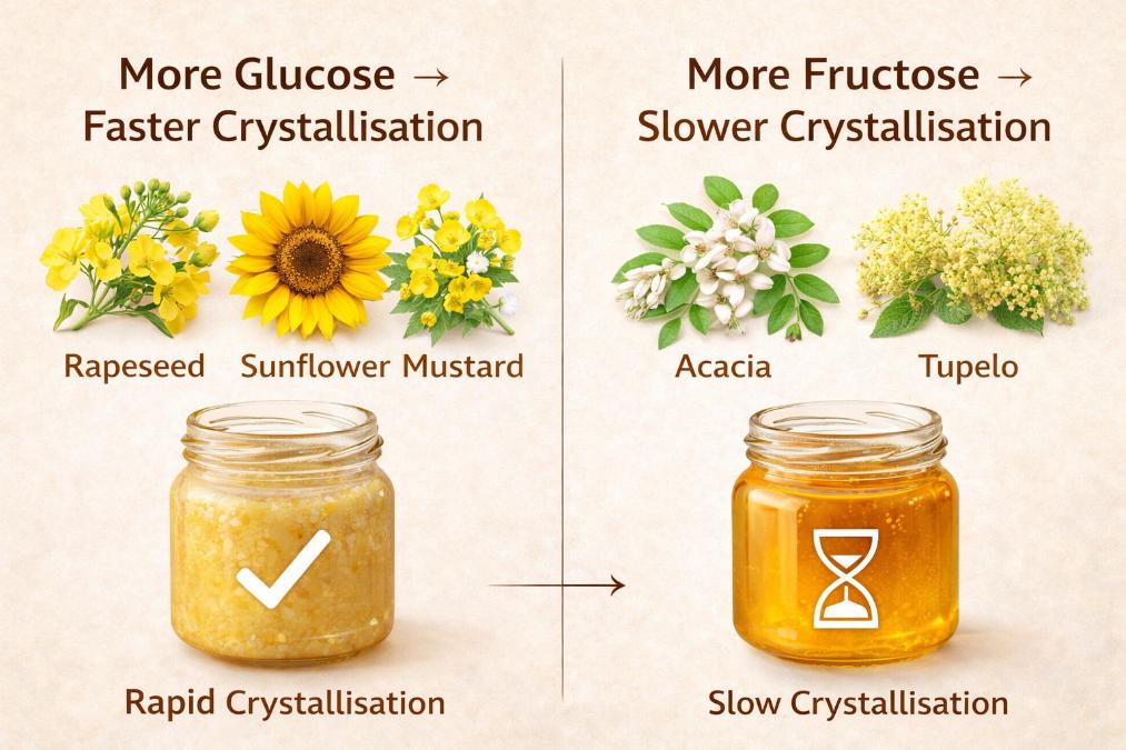 Honey crystallisation comparison infographic