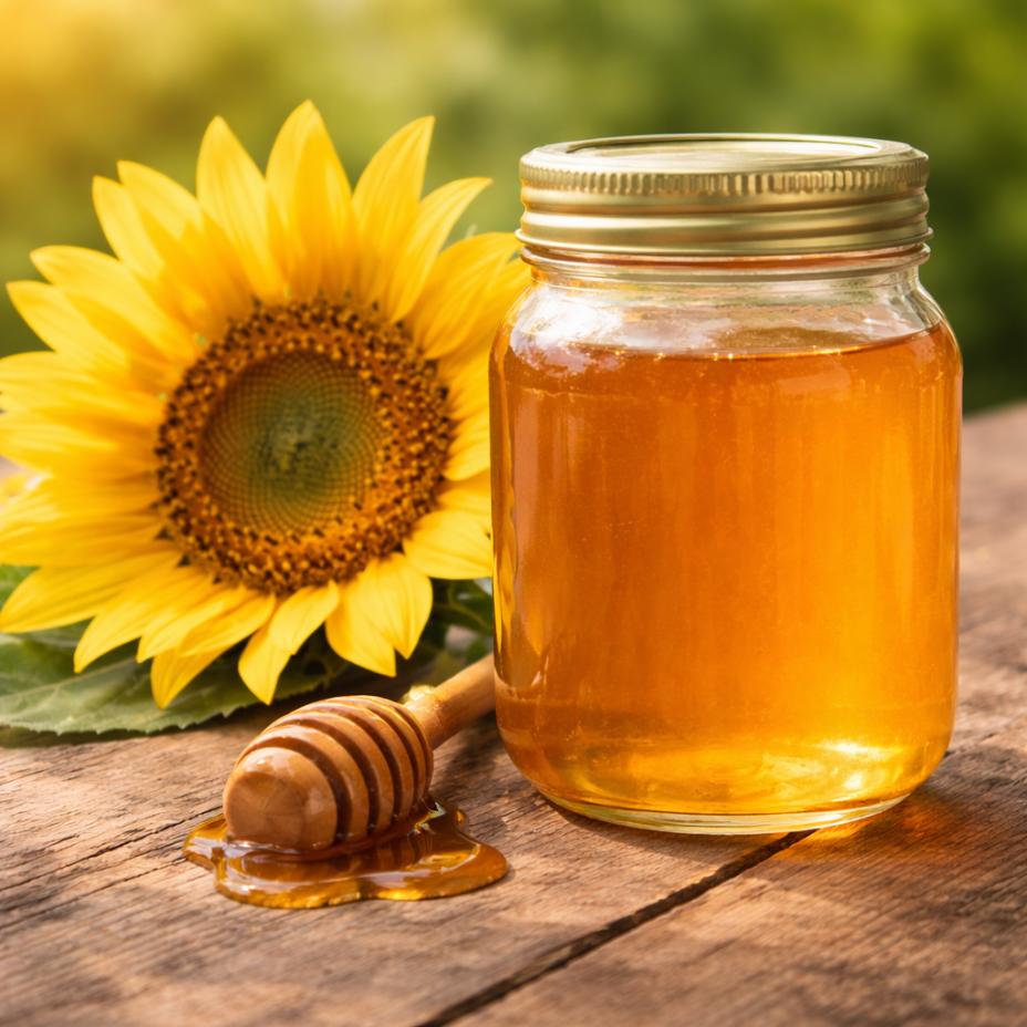 A jar of sunflower honey